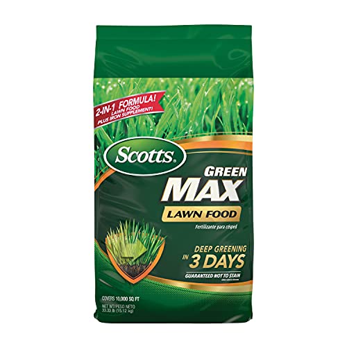 Scott's Green Max Lawn Food - Λιπάσματα γκαζόν και συμπλήρωμα σιδήρου  Δημιουργήστε ένα χοντρό πράσινο γκαζόν - Σκούρο πράσινο σε 3 ημέρες - 10000 τετραγωνικά πόδια